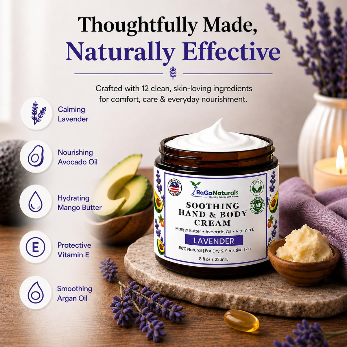 RaGaNaturals cream close-up highlighting mango butter richness and softness