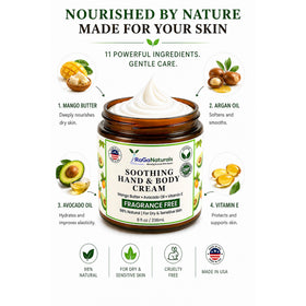 RaGaNaturals cream being smoothed onto skin demonstrating hydration