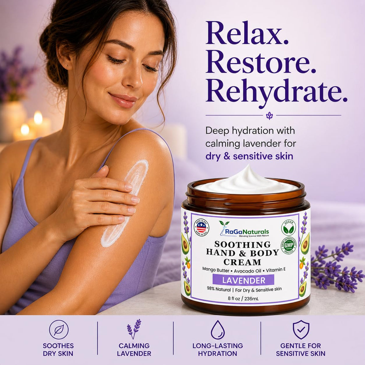 RaGaNaturals open jar showcasing creamy texture for quick absorption