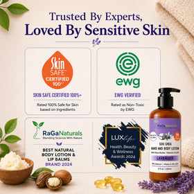 RaGaNaturals lotion applied on hand showing immediate softening benefit