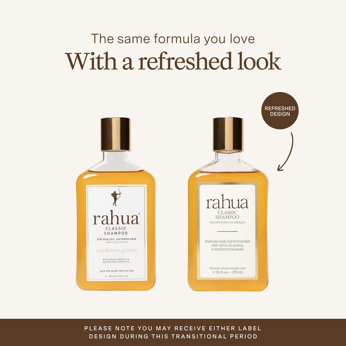 Rahua Classic Shampoo label close-up highlighting organic ingredients