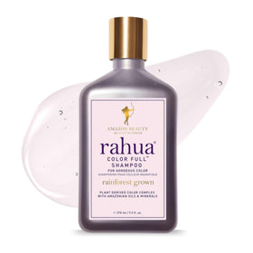 Rahua front bottle showing label and purple shampoo - clear color protection benefit