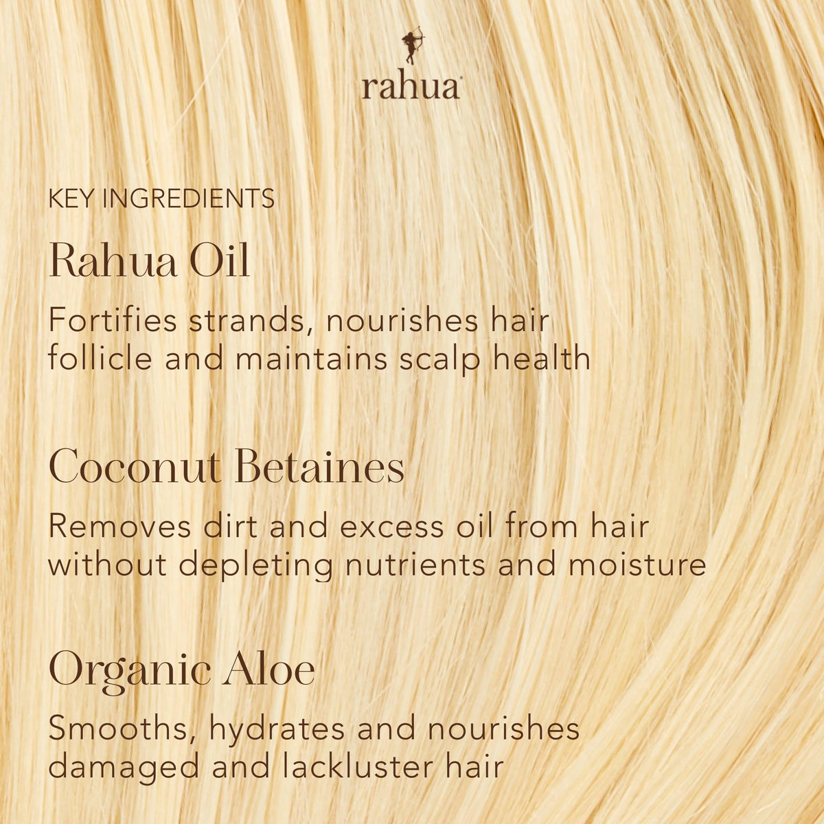 Rahua close-up label highlighting organic ingredients and benefits