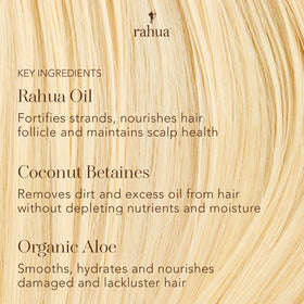 Rahua close-up label highlighting organic ingredients and benefits