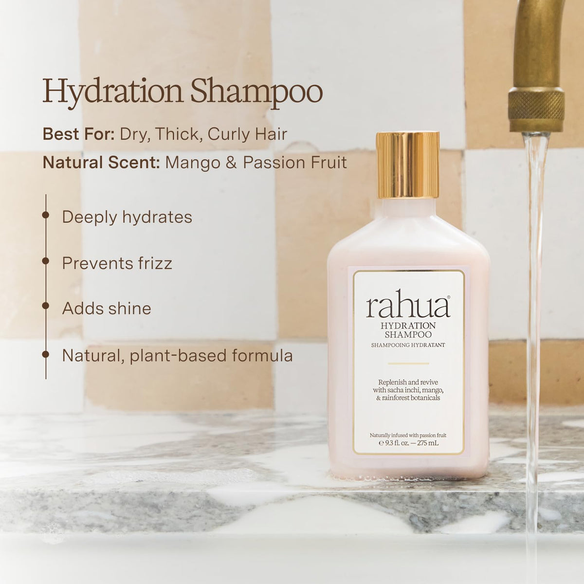 Rahua creamy lather texture detail demonstrating rich moisturizing foam