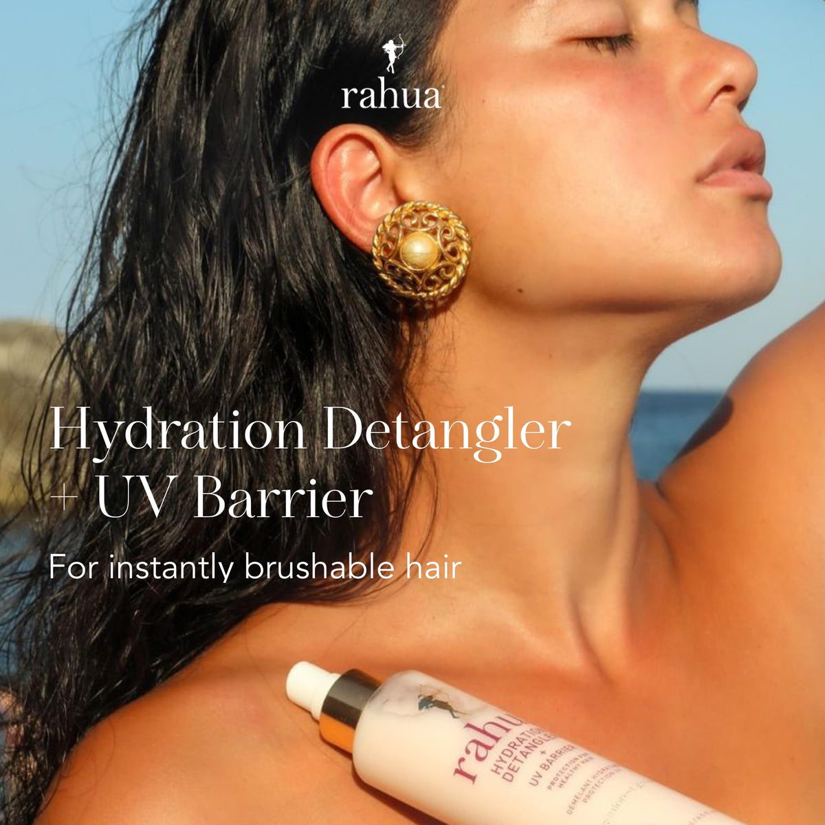 Rahua product texture on a single hair strand demonstrating smooth, non-greasy finish