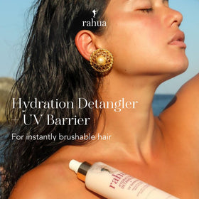 Rahua product texture on a single hair strand demonstrating smooth, non-greasy finish