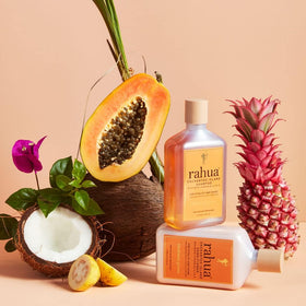 Rahua guava and coconut fruits to illustrate the product's tropical scent and fresh aroma