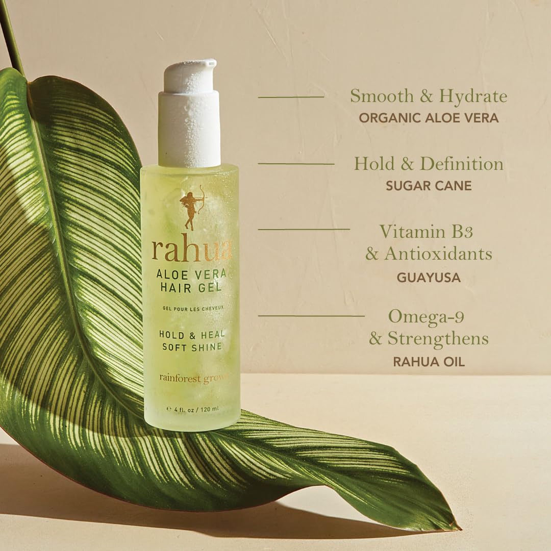 Rahua gel in hand ready to apply for frizz control and natural hold