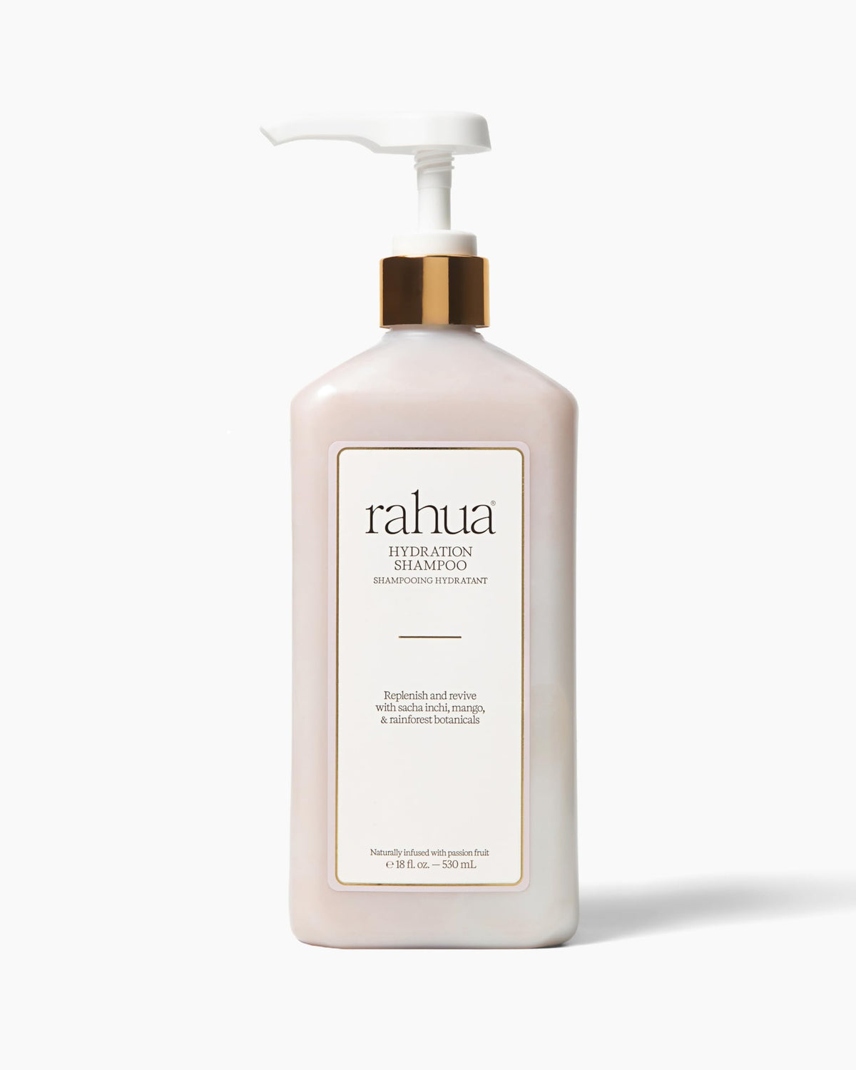Rahua hydrating shampoo front packaging showing product and tropical scent benefits