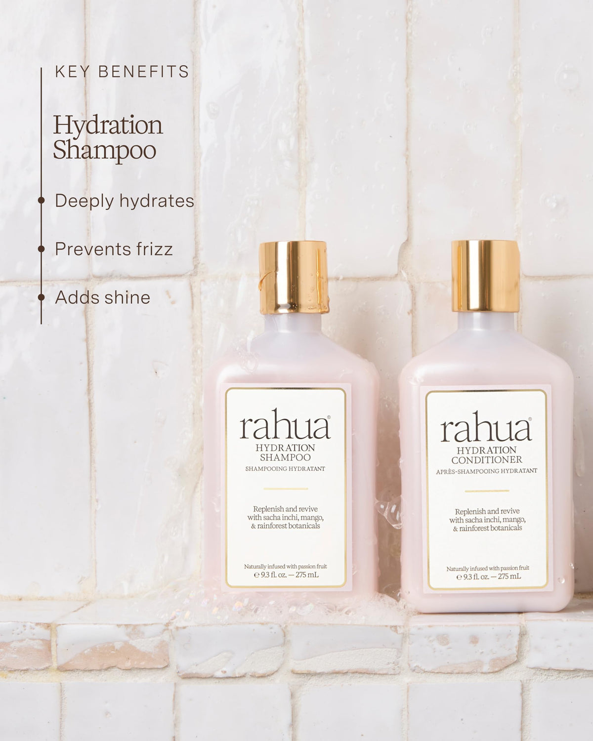 Rahua ingredient display with oils and mango illustrating natural botanical benefits