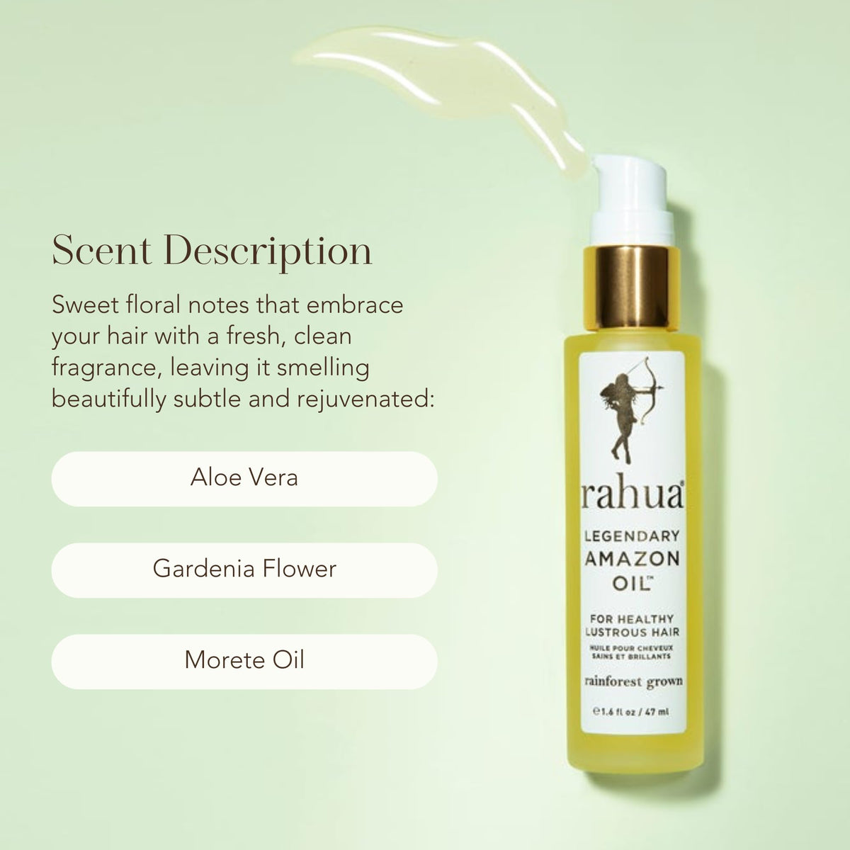 Rahua product label showing Amazonian ingredient list and transparency benefit