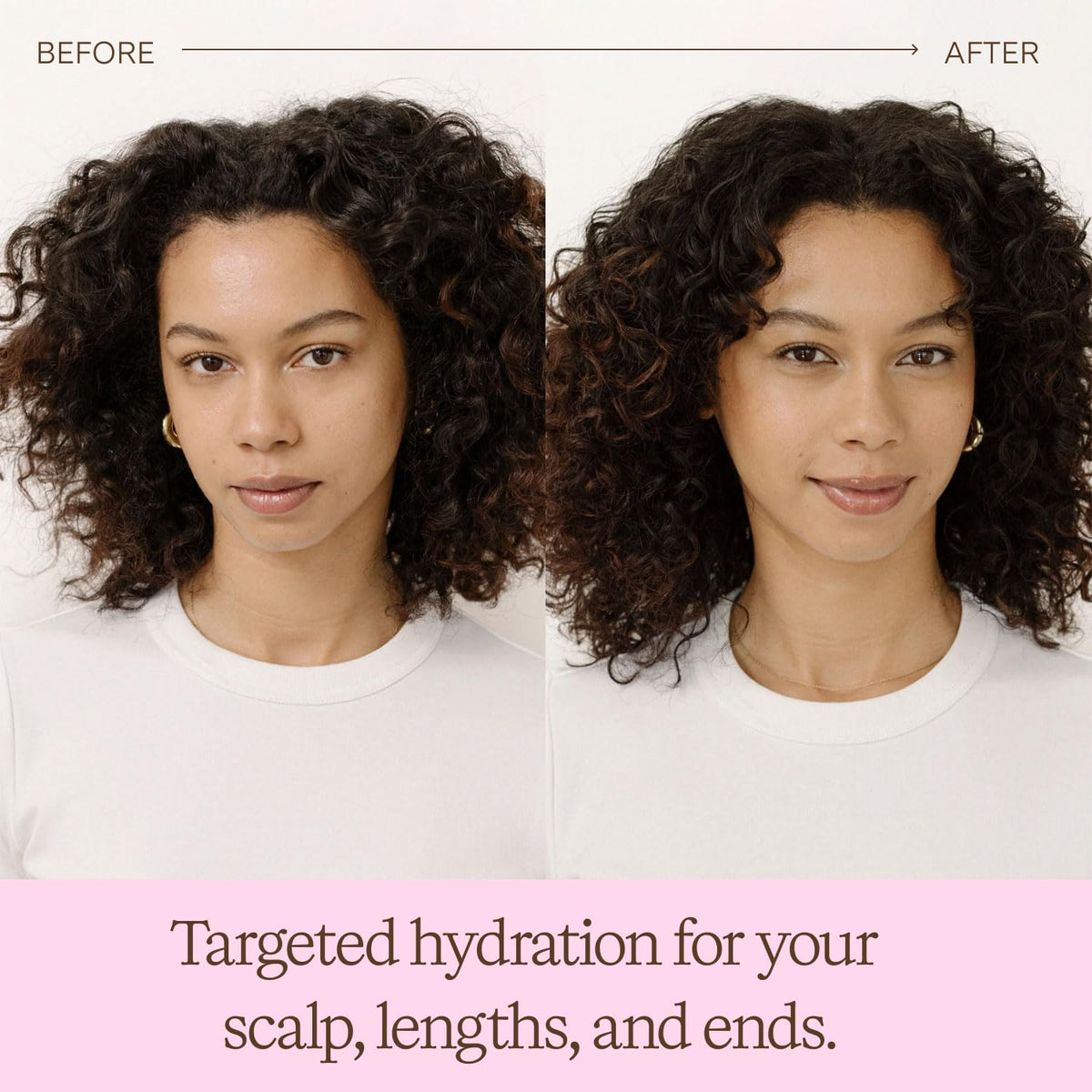 Rahua shampoo in hand while applying for hydration and frizz control