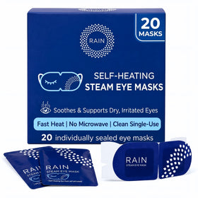 Rain front packaging showing 20 disposable masks and portability benefit