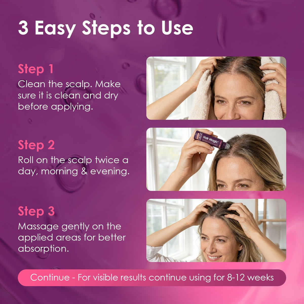Rainbow Nutrients applying serum to scalp for targeted nourishment