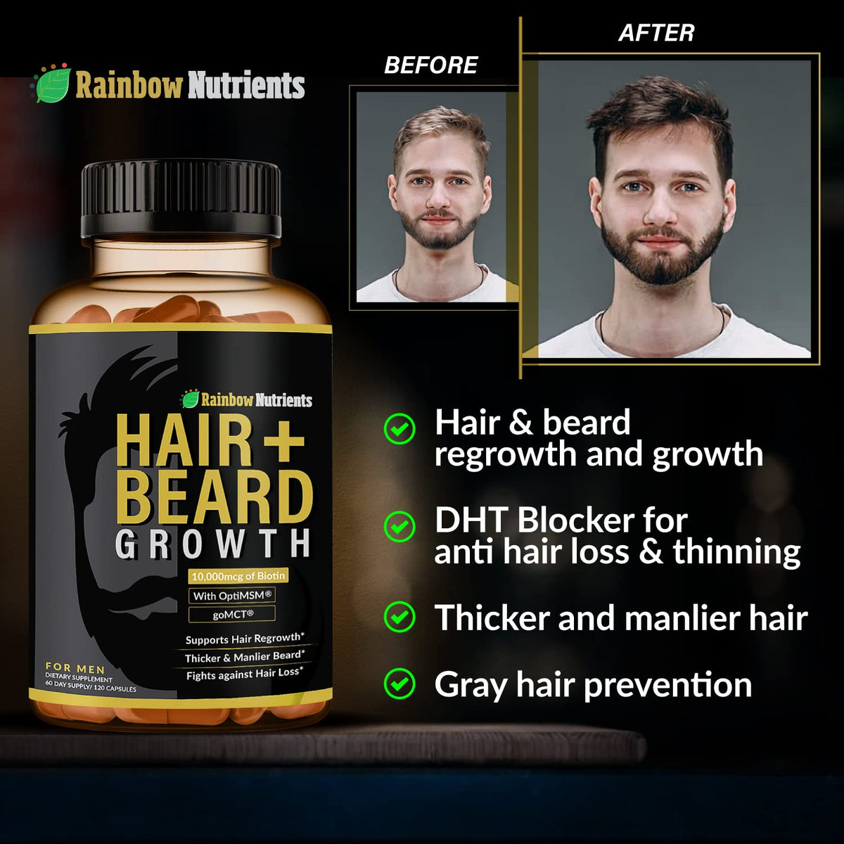 Man taking Rainbow Nutrients supplement as part of a morning routine
