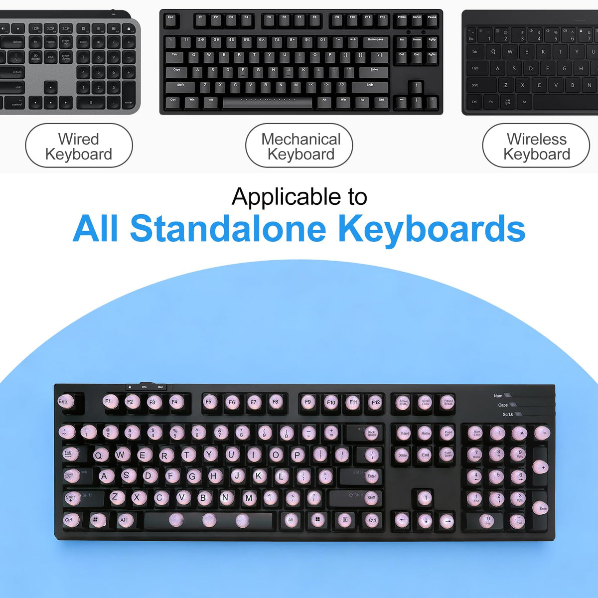 Raised Button side profile illustrating raised cylindrical-trapezoid keycap height
