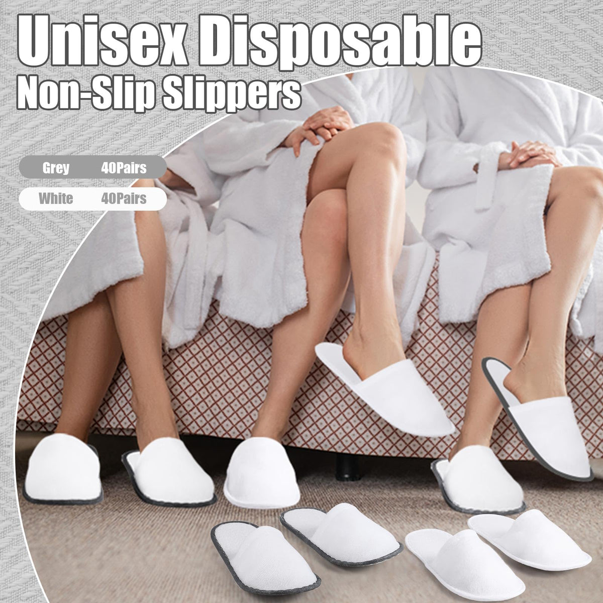 Ramede slippers placed in a hotel room offering guest convenience