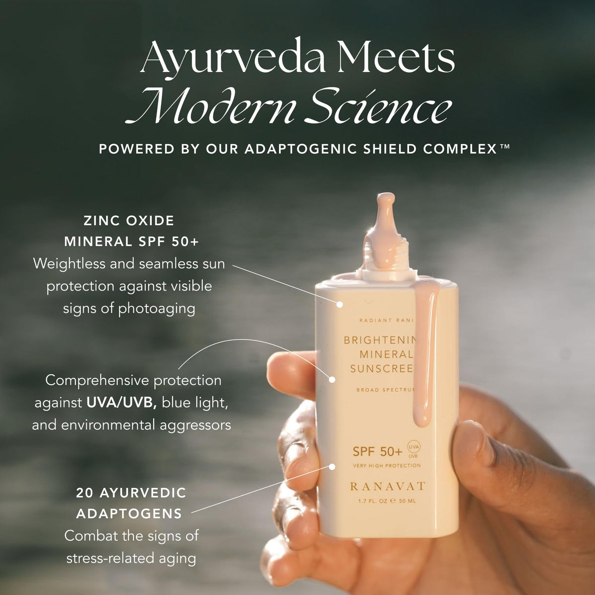 RANAVAT BOTANICS label detail showing adaptogenic ingredients and benefits