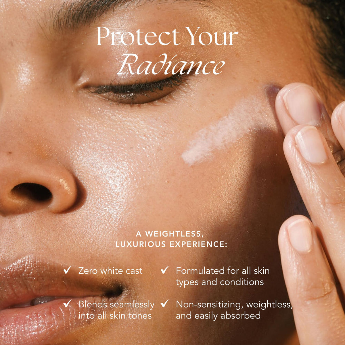 RANAVAT BOTANICS applied under foundation to demonstrate makeup compatibility