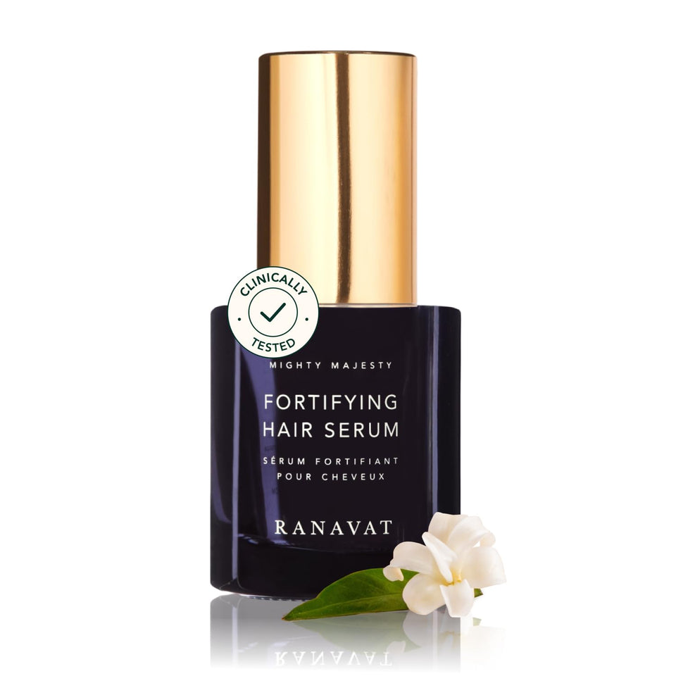 RANAVAT front bottle view showing compact travel serum and benefits