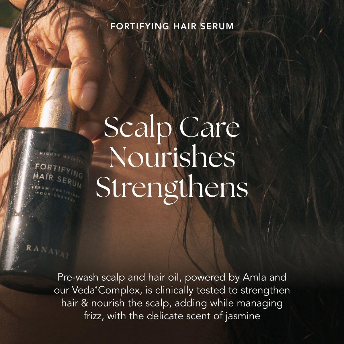 RANAVAT oil texture on palm demonstrating lightweight absorption benefit