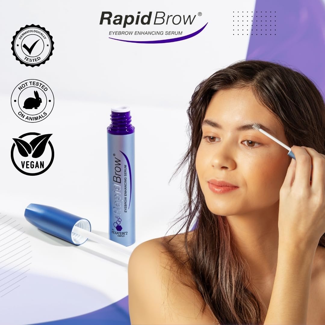 RapidBrow botanical ingredients flatlay with almond and apple extract signifying nourishment