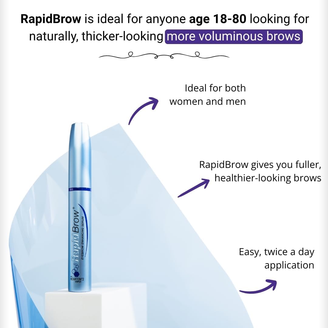 RapidBrow being brushed along brows illustrating neat application and styling benefit