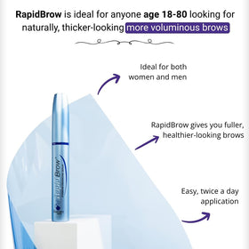 RapidBrow being brushed along brows illustrating neat application and styling benefit