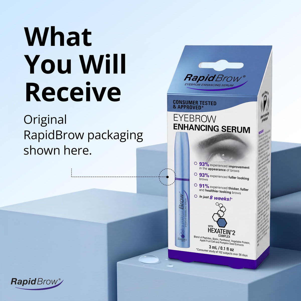 RapidBrow cruelty-free badge on a vanity signaling ethical choice and clean beauty