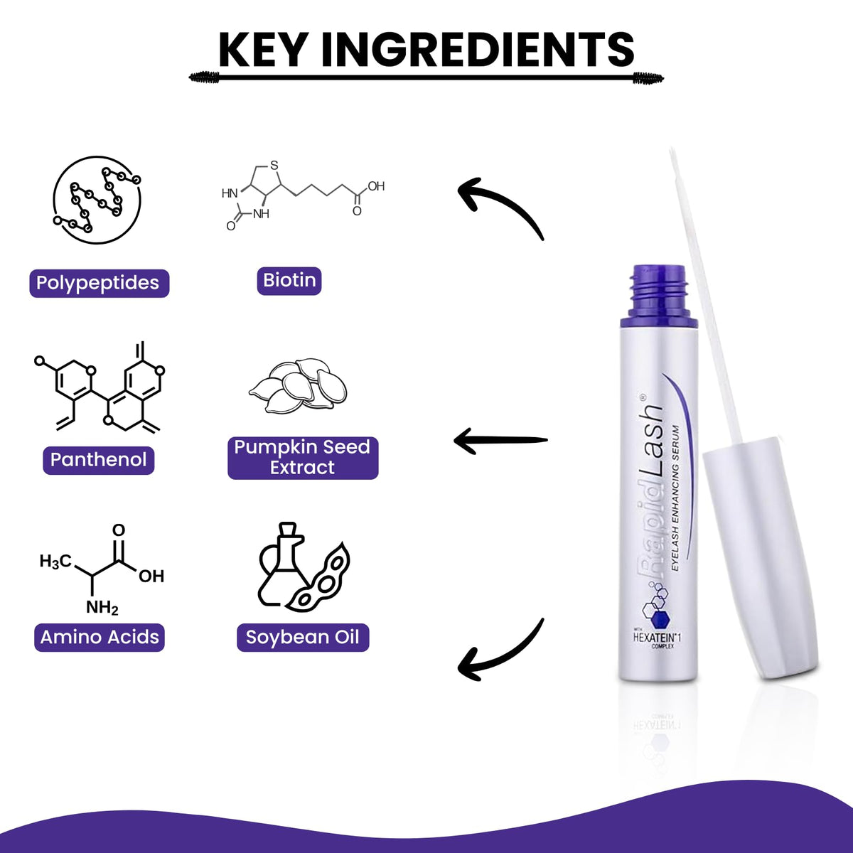 RapidLash serum applicator close-up demonstrating precise brush for easy nightly use