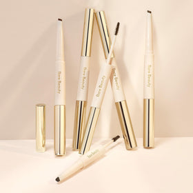 Rare Beauty Brow Harmony close-up of pencil and gel on brow demonstrating natural hold