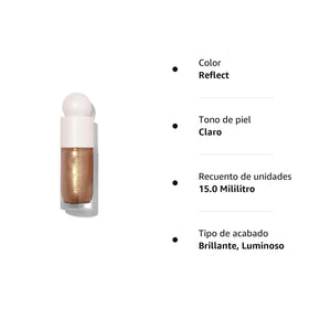 Rare Beauty luminizer swatch on skin demonstrating blendable glow benefit