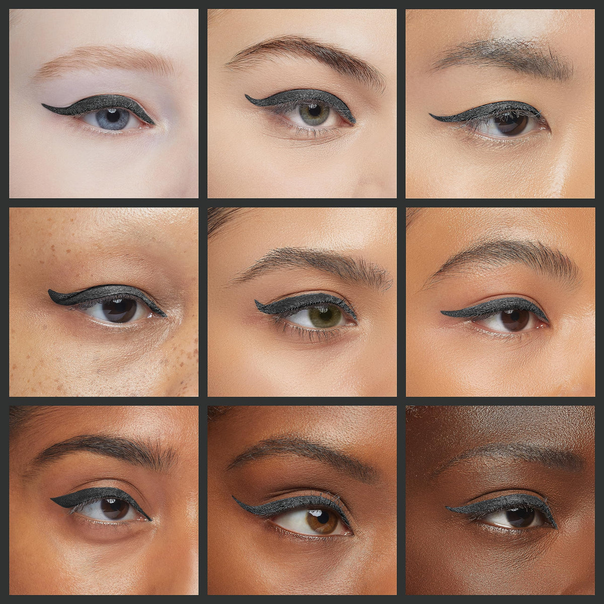 Rare Beauty liner applied on eyelid demonstrating precise matte lines and long-wear benefit