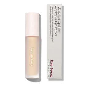 Rare Beauty primed eyelid in lifestyle setting demonstrating enhanced color and crease control