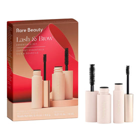 Rare Beauty front packaging showing the lash and brow essentials for travel-friendly convenience