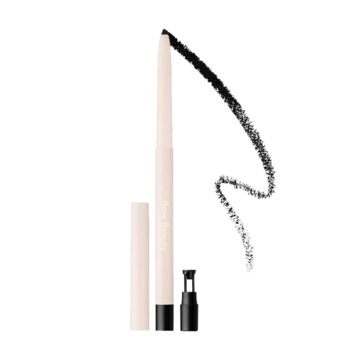 Rare Beauty close-up of the pencil tip showing creamy black pigment for precise liner