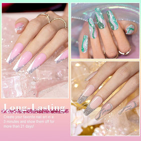 RARJSM applied on nails showing hot pink liner accent and bright effect