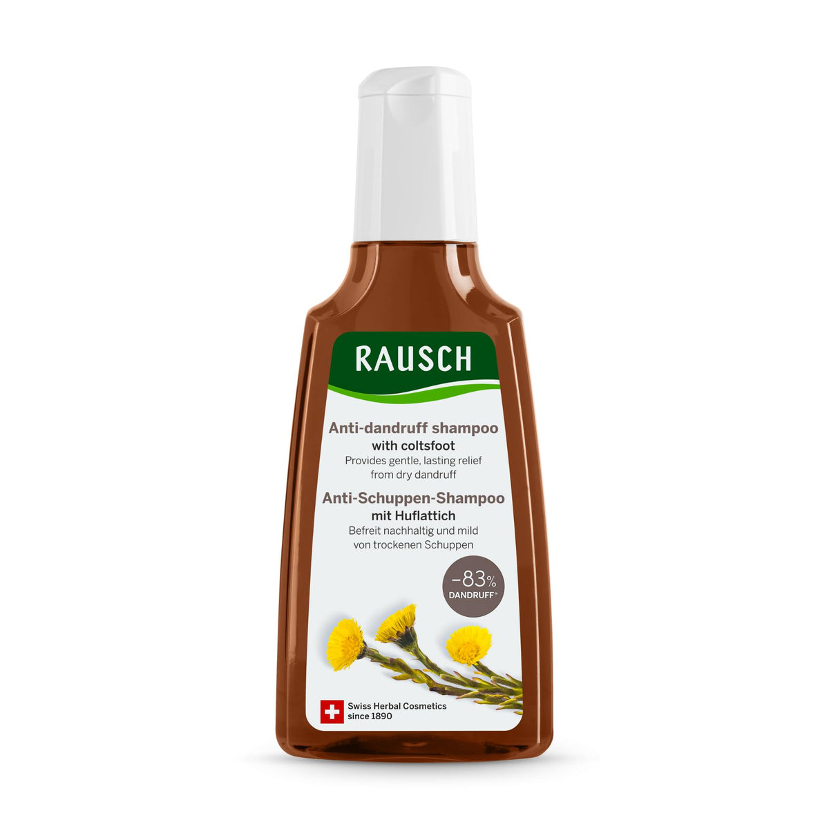 Rausch front packaging of Coltsfoot Anti-Dandruff Shampoo showing brand and bottle for clear identification