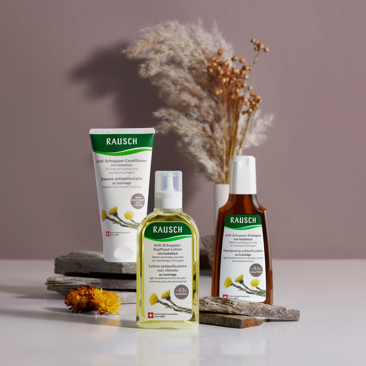 Rausch shampoo and conditioner together showing complementary use for balanced hair and scalp benefit