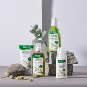 Rausch 200 ml bottle next to common objects to show product size
