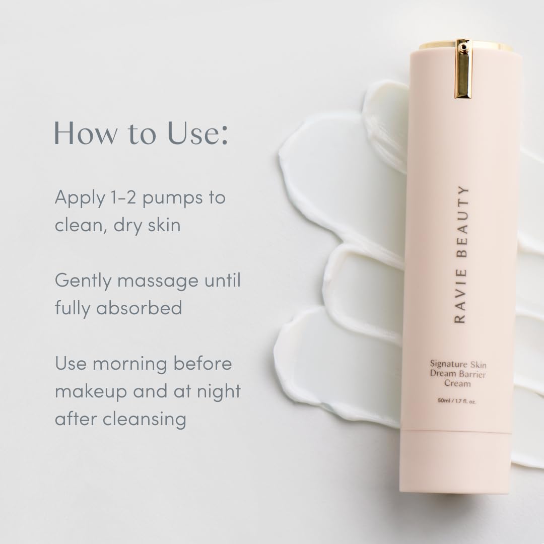 Ravie Beauty cream spread on skin demonstrating immediate hydration and smoothness