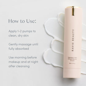 Ravie Beauty cream spread on skin demonstrating immediate hydration and smoothness