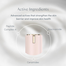 Ravie Beauty ingredient graphic highlighting peptides ceramides niacinamide benefits