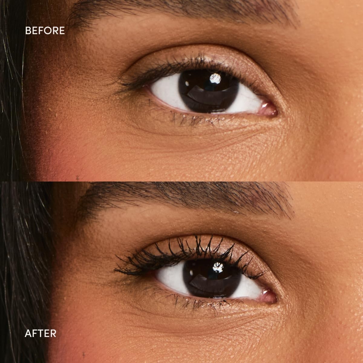 Ravie Beauty before-and-after lashes demonstrating length and volume