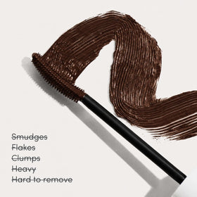 Ravie Beauty mascara on finger showing creamy formula and easy layering benefit