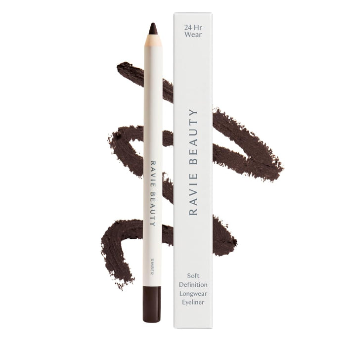 Ravie Beauty pencil front packaging showing shade and clean vegan branding for easy selection