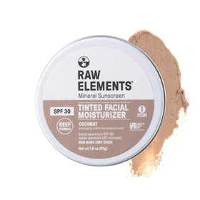 Raw Elements front packaging showing tinted face cream and SPF benefit