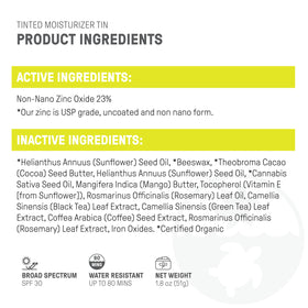 Raw Elements ingredients display with mango and cacao butters for hydration