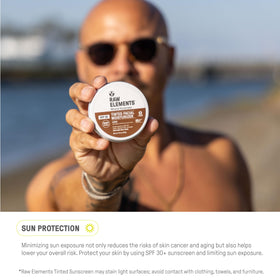 Raw Elements recyclable packaging emphasizing eco-friendly reef-safe benefit